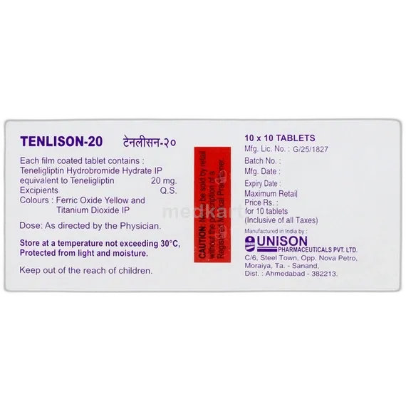 tenlison 20mg tablet 10's